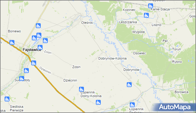 mapa Dobryniów-Kolonia, Dobryniów-Kolonia na mapie Targeo