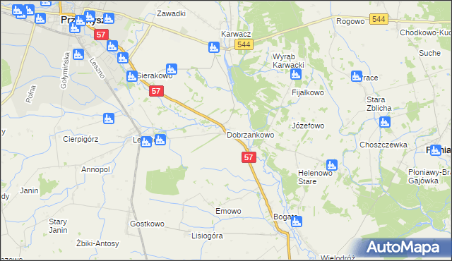 mapa Dobrzankowo, Dobrzankowo na mapie Targeo