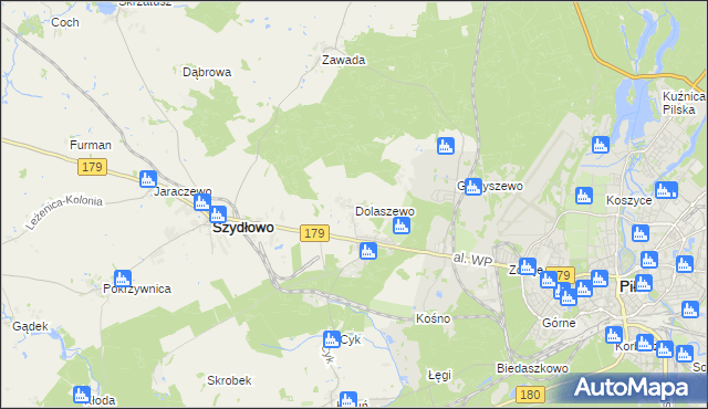 mapa Dolaszewo, Dolaszewo na mapie Targeo