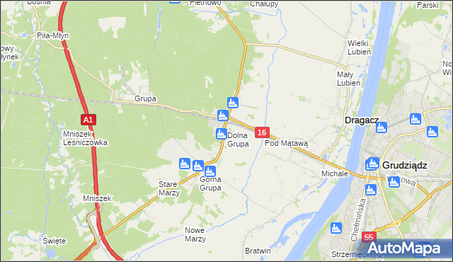 mapa Dolna Grupa, Dolna Grupa na mapie Targeo