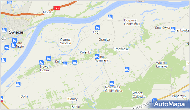 mapa Dolne Wymiary, Dolne Wymiary na mapie Targeo