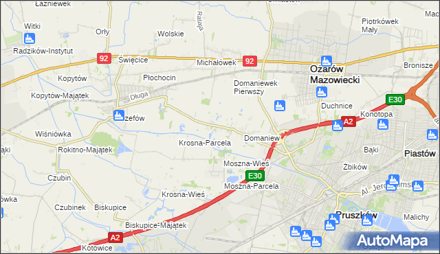 mapa Domaniewek gmina Brwinów, Domaniewek gmina Brwinów na mapie Targeo