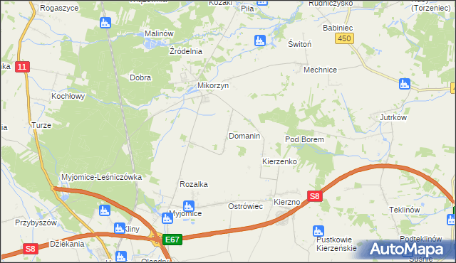 mapa Domanin gmina Kępno, Domanin gmina Kępno na mapie Targeo