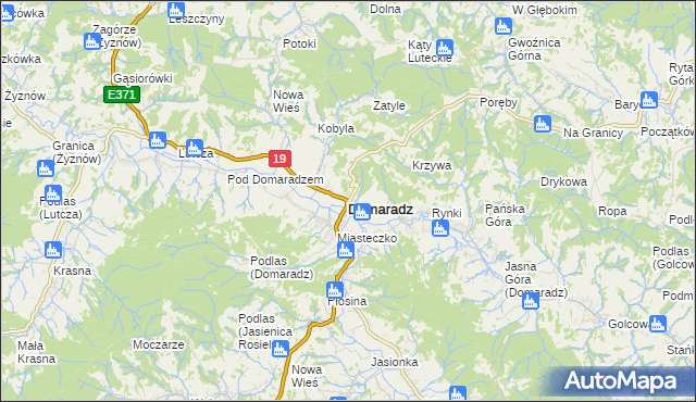 mapa Domaradz powiat brzozowski, Domaradz powiat brzozowski na mapie Targeo