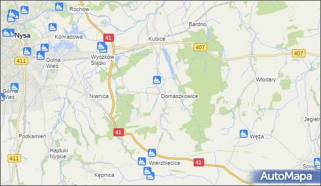 mapa Domaszkowice, Domaszkowice na mapie Targeo