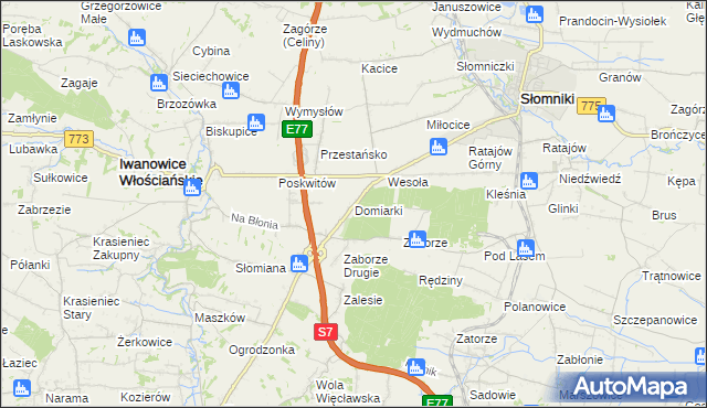 mapa Domiarki, Domiarki na mapie Targeo