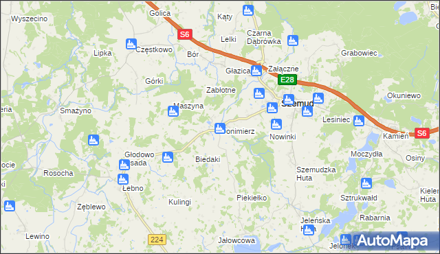 mapa Donimierz gmina Szemud, Donimierz gmina Szemud na mapie Targeo