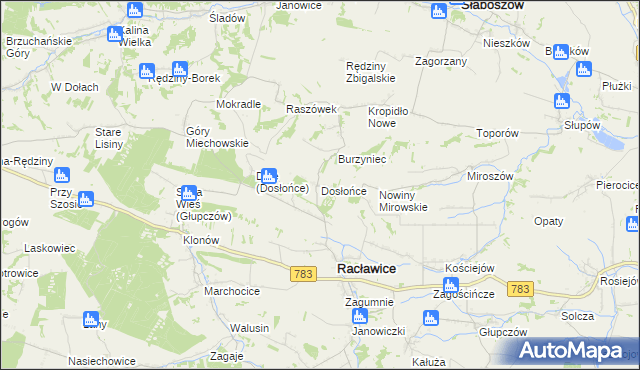 mapa Dosłońce, Dosłońce na mapie Targeo