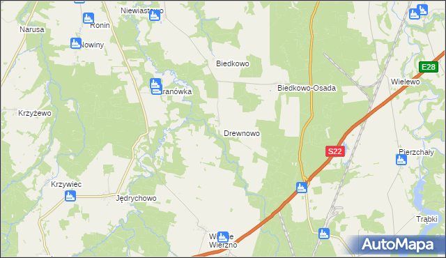 mapa Drewnowo, Drewnowo na mapie Targeo