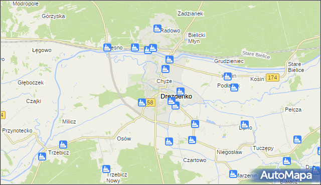 mapa Drezdenko, Drezdenko na mapie Targeo