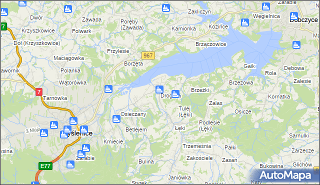 mapa Droginia, Droginia na mapie Targeo