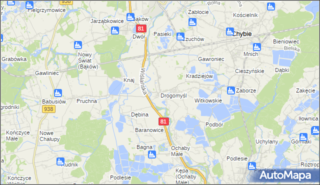 mapa Drogomyśl, Drogomyśl na mapie Targeo