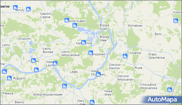 mapa Drozdowo gmina Rzewnie, Drozdowo gmina Rzewnie na mapie Targeo