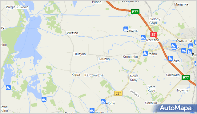 mapa Drużno, Drużno na mapie Targeo