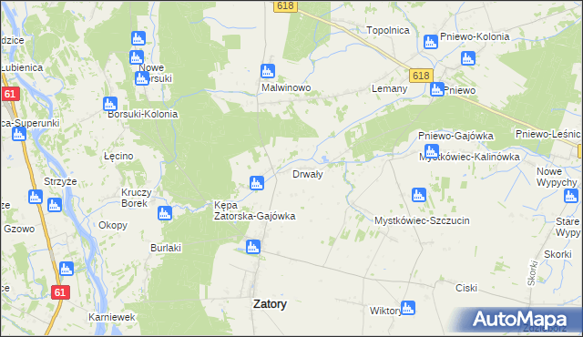 mapa Drwały gmina Zatory, Drwały gmina Zatory na mapie Targeo