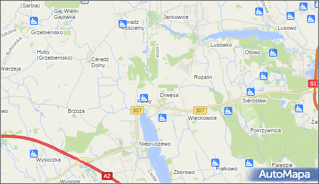mapa Drwęsa, Drwęsa na mapie Targeo