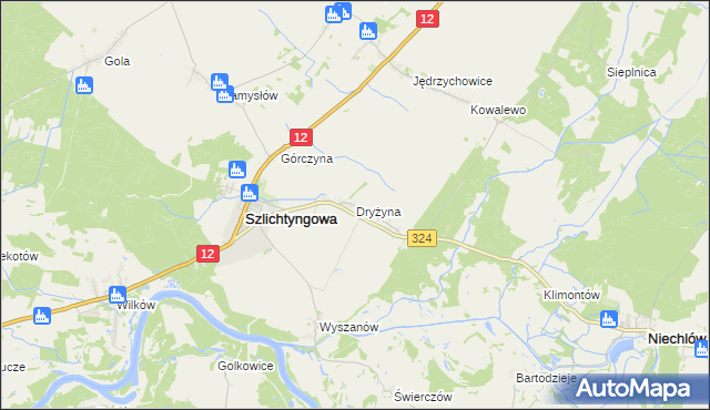 mapa Dryżyna, Dryżyna na mapie Targeo