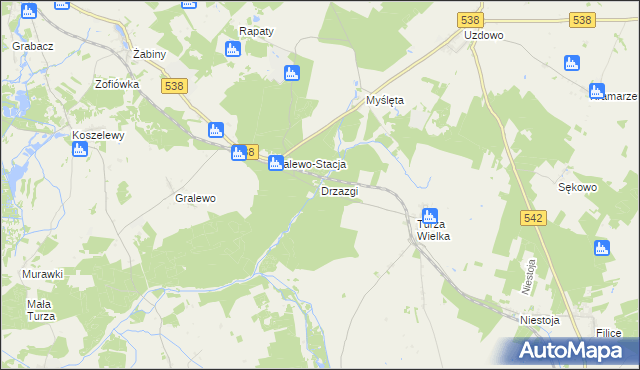 mapa Drzazgi gmina Działdowo, Drzazgi gmina Działdowo na mapie Targeo