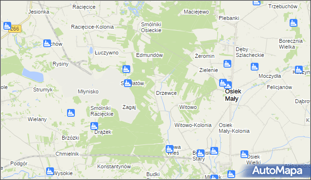 mapa Drzewce gmina Osiek Mały, Drzewce gmina Osiek Mały na mapie Targeo