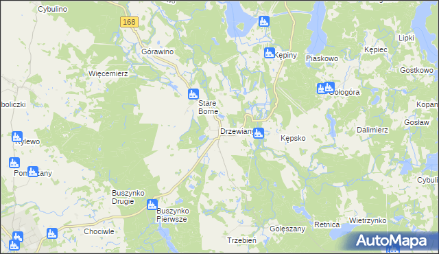 mapa Drzewiany, Drzewiany na mapie Targeo