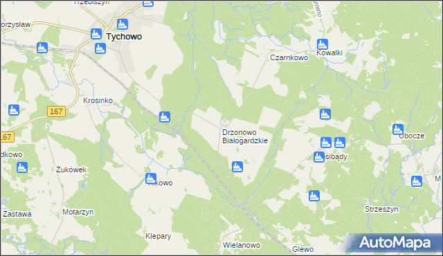 mapa Drzonowo Białogardzkie, Drzonowo Białogardzkie na mapie Targeo