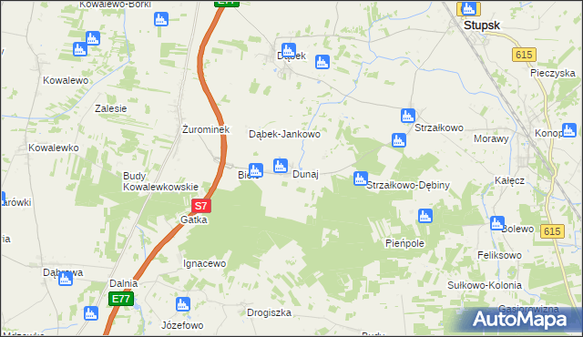 mapa Dunaj gmina Stupsk, Dunaj gmina Stupsk na mapie Targeo