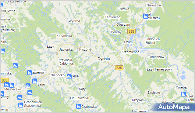 mapa Dydnia, Dydnia na mapie Targeo