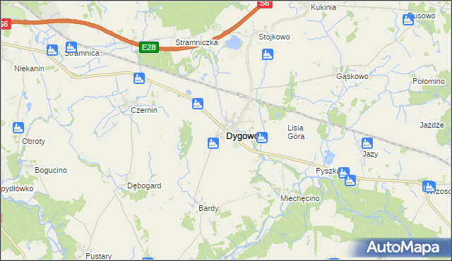 mapa Dygowo, Dygowo na mapie Targeo