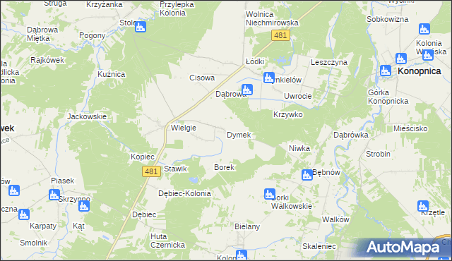mapa Dymek, Dymek na mapie Targeo