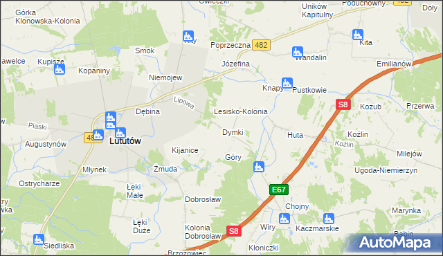 mapa Dymki, Dymki na mapie Targeo