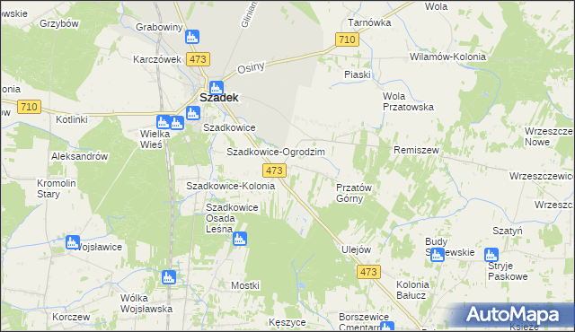 mapa Dziadkowice gmina Szadek, Dziadkowice gmina Szadek na mapie Targeo