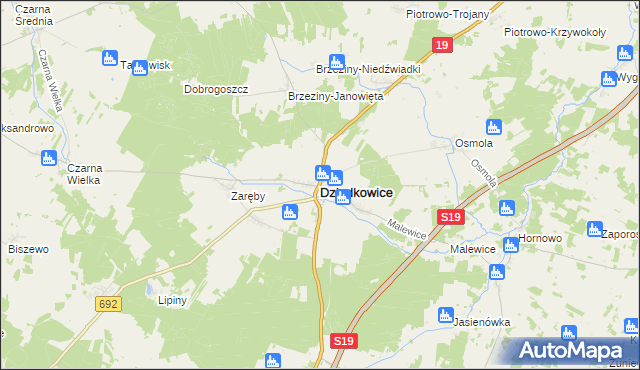 mapa Dziadkowice powiat siemiatycki, Dziadkowice powiat siemiatycki na mapie Targeo