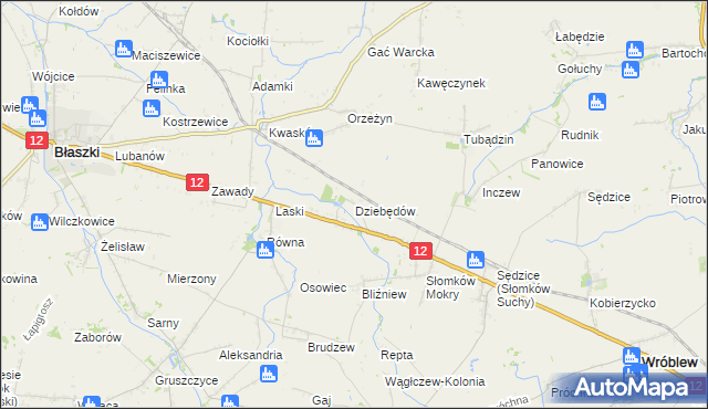 mapa Dziebędów, Dziebędów na mapie Targeo
