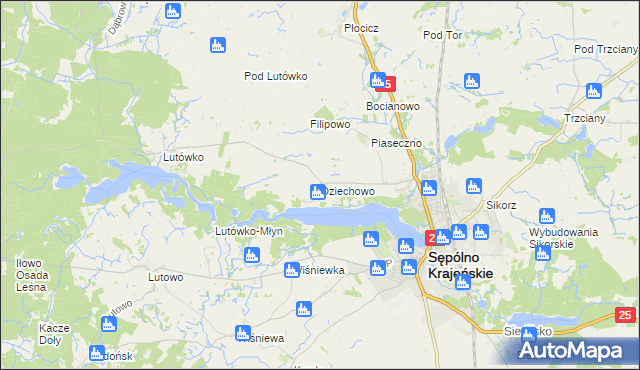 mapa Dziechowo, Dziechowo na mapie Targeo