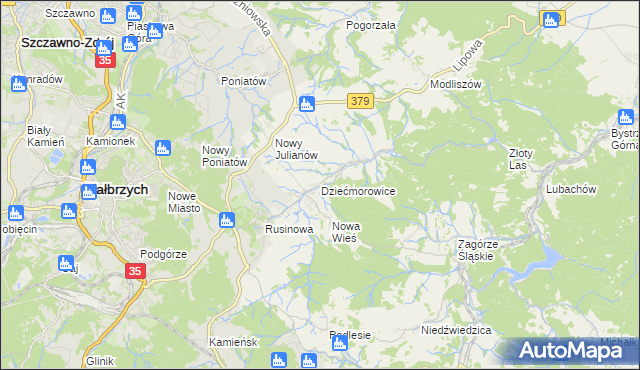 mapa Dziećmorowice, Dziećmorowice na mapie Targeo