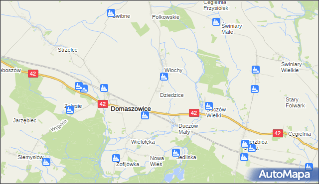 mapa Dziedzice gmina Domaszowice, Dziedzice gmina Domaszowice na mapie Targeo