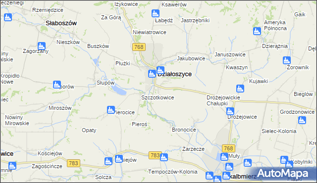 mapa Dziekanowice gmina Działoszyce, Dziekanowice gmina Działoszyce na mapie Targeo