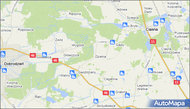 mapa Dzielna gmina Ciasna, Dzielna gmina Ciasna na mapie Targeo