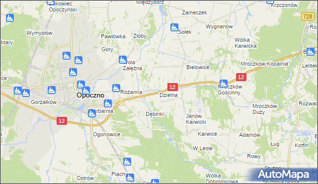 mapa Dzielna gmina Opoczno, Dzielna gmina Opoczno na mapie Targeo