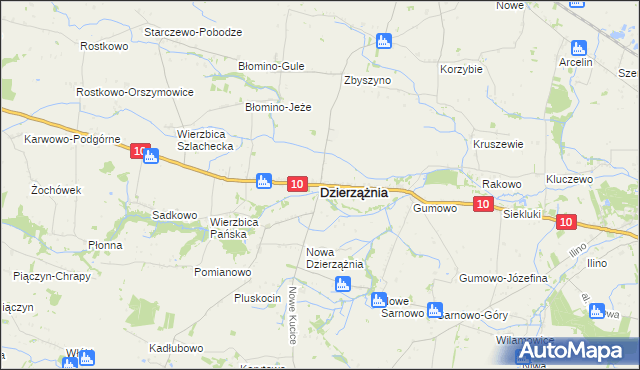 mapa Dzierzążnia, Dzierzążnia na mapie Targeo