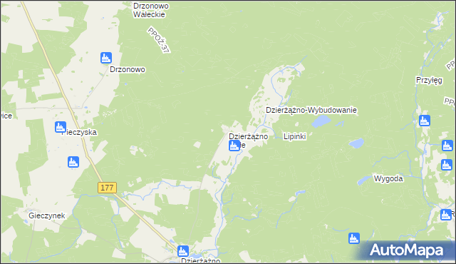 mapa Dzierżążno Małe, Dzierżążno Małe na mapie Targeo