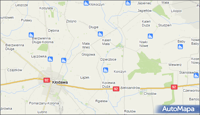 mapa Dzierzbice, Dzierzbice na mapie Targeo