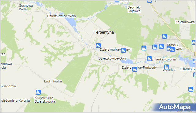 mapa Dzierzkowice-Góry, Dzierzkowice-Góry na mapie Targeo
