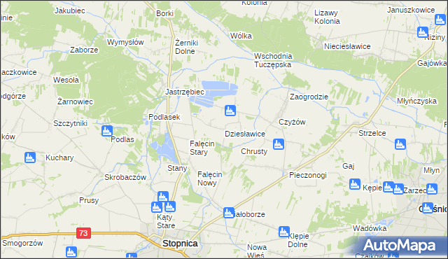 mapa Dziesławice gmina Stopnica, Dziesławice gmina Stopnica na mapie Targeo