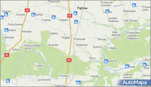 mapa Dzietrzniki, Dzietrzniki na mapie Targeo