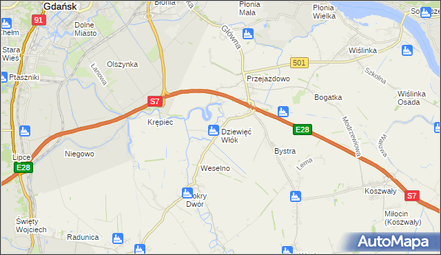mapa Dziewięć Włók, Dziewięć Włók na mapie Targeo