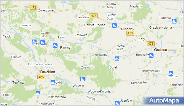 mapa Dziewuliny, Dziewuliny na mapie Targeo