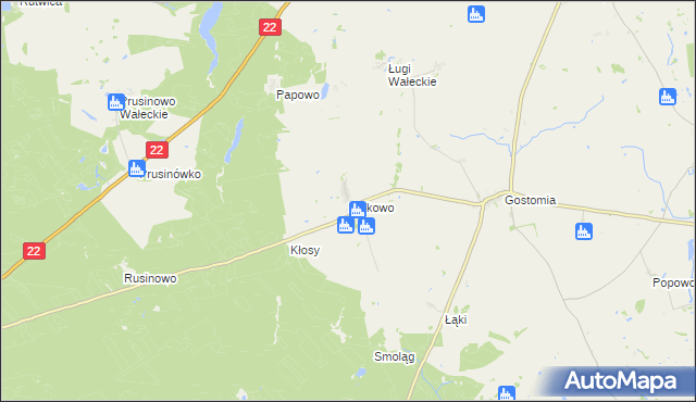 mapa Dzikowo gmina Wałcz, Dzikowo gmina Wałcz na mapie Targeo