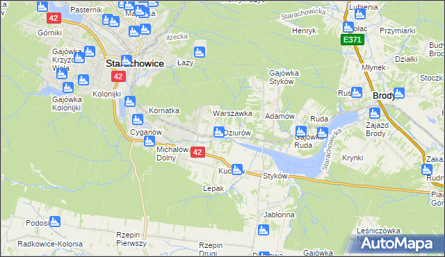 mapa Dziurów gmina Brody, Dziurów gmina Brody na mapie Targeo