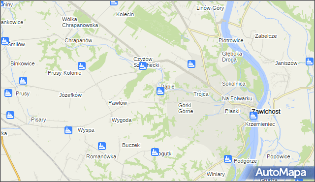 mapa Dziurów gmina Zawichost, Dziurów gmina Zawichost na mapie Targeo